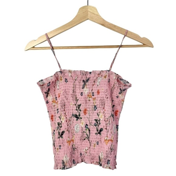 NEW Gianni Bini Stacey Pink Floral Smocked Cami Tank Top XS - Picture 4 of 5